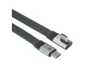 ROLINE Cable USB4 2.0, Flat, Straight-90° Angled, with Emark, C–C, M/M, 8K UHD-2, 80Gbit/s, 240W, black, 0.8 m