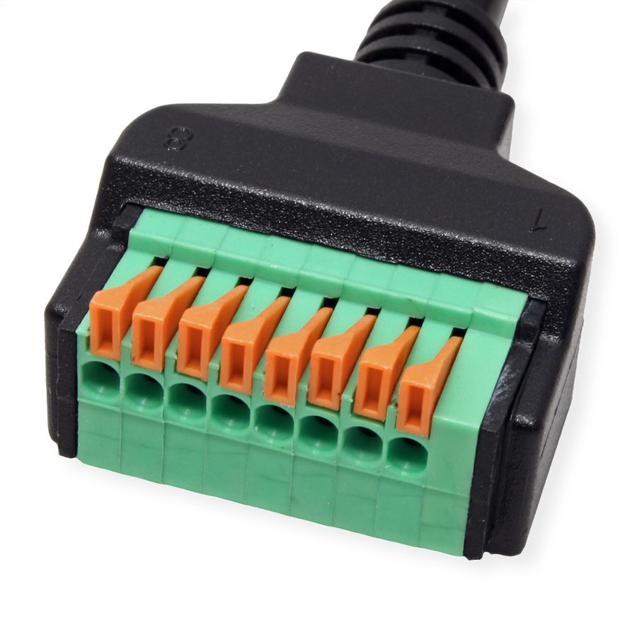 ROLINE Cable Adapter, RJ45 Plug to Terminal Block (push-button), 30 cm