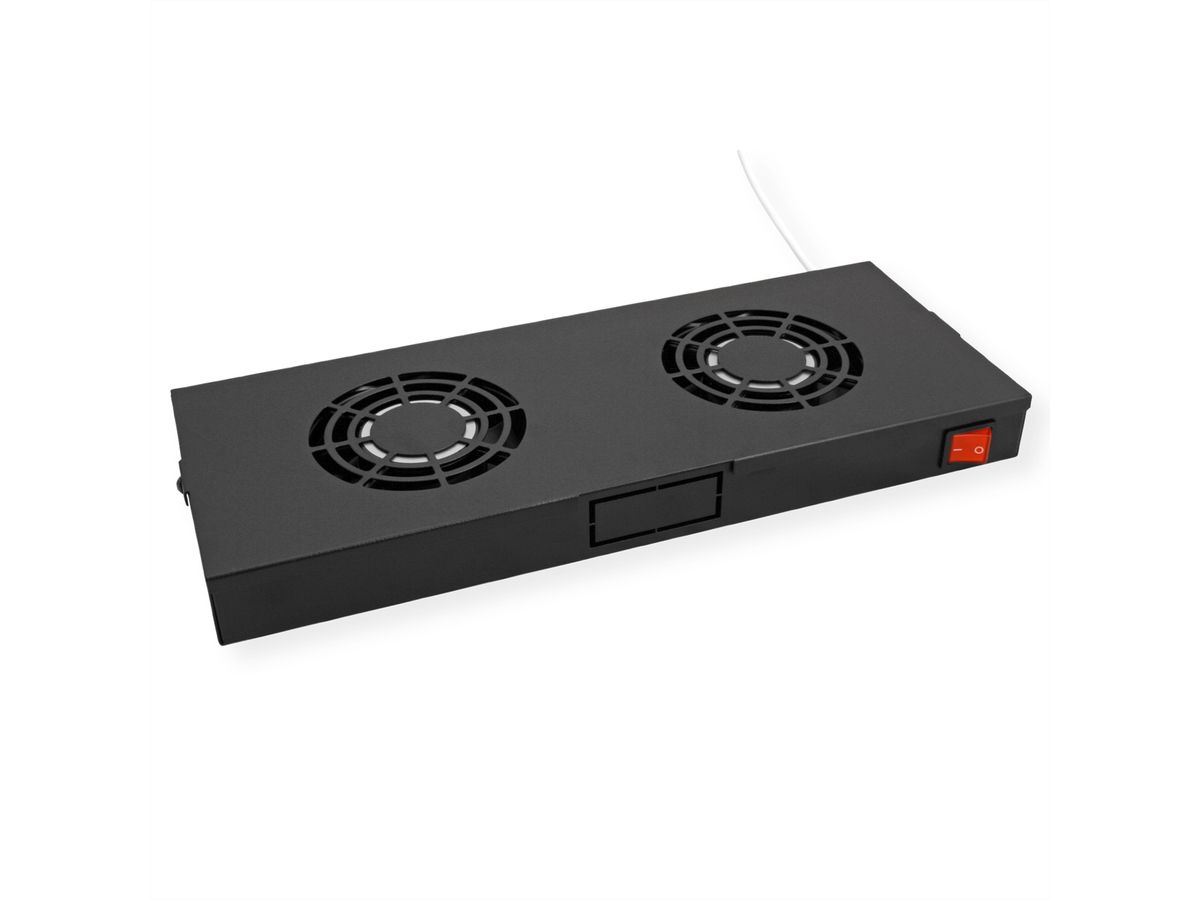 ROLINE 19-inch fan unit 2 fans, Thermostat black
