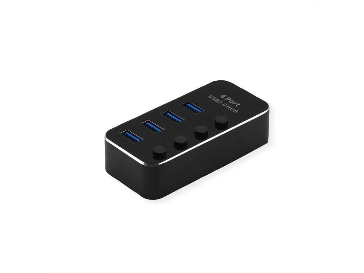 ROLINE USB 3.2 Gen 1 Hub, 4 Ports, switchable, black