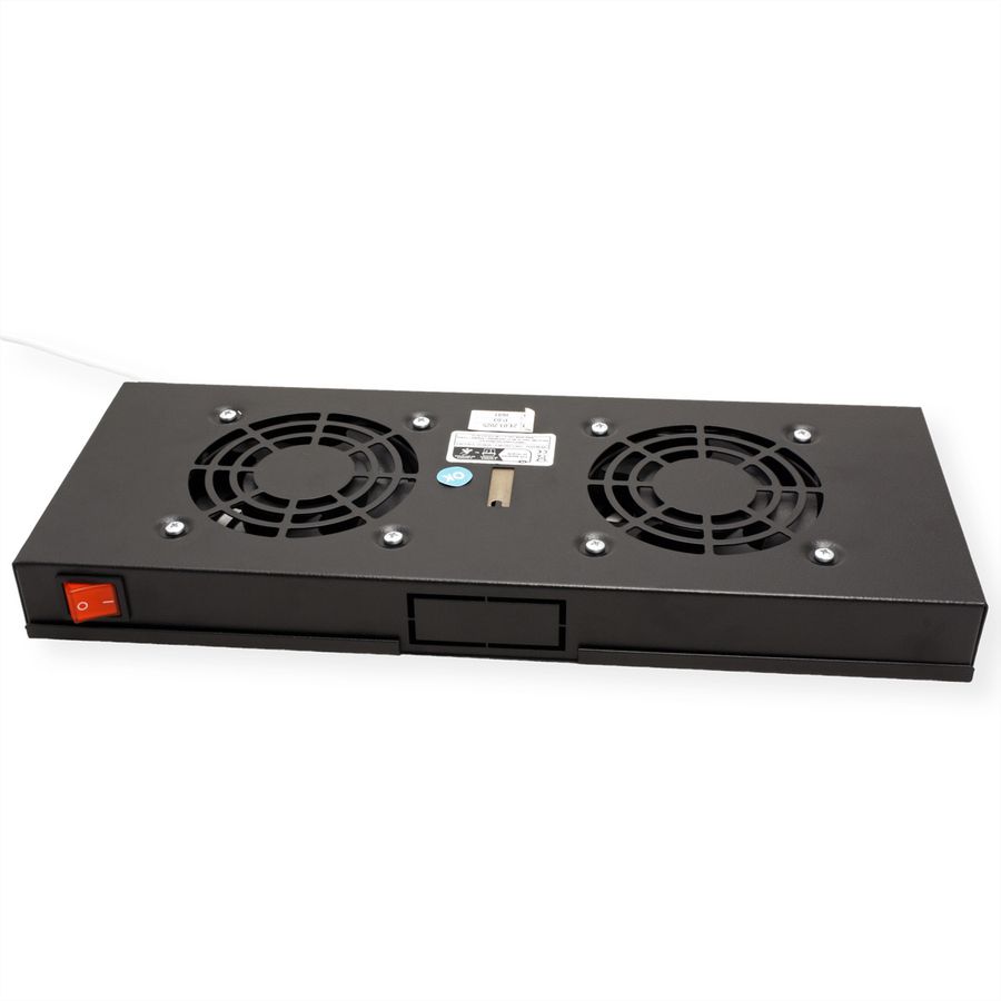 ROLINE 19-inch fan unit 2 fans, Thermostat black
