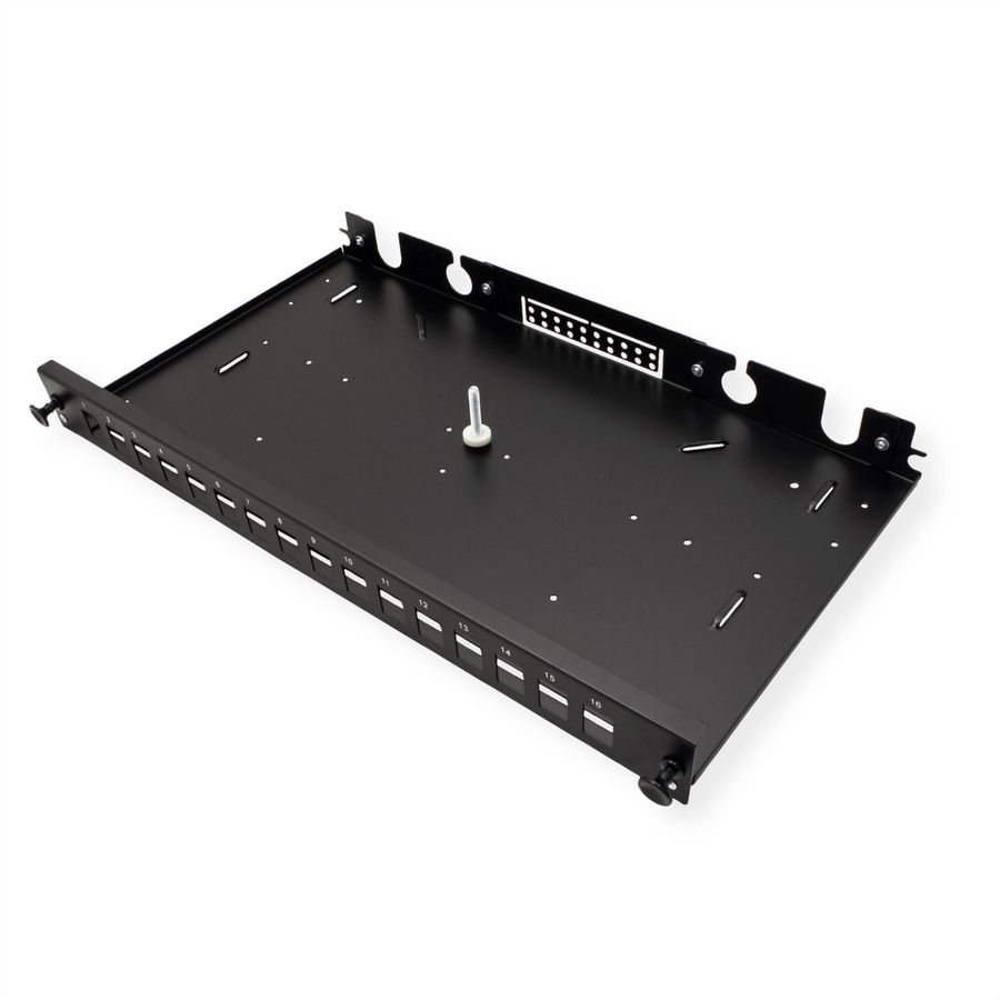 ROLINE 19" 1U Fiber Optic Patch Panel, for 16 Keystones, black