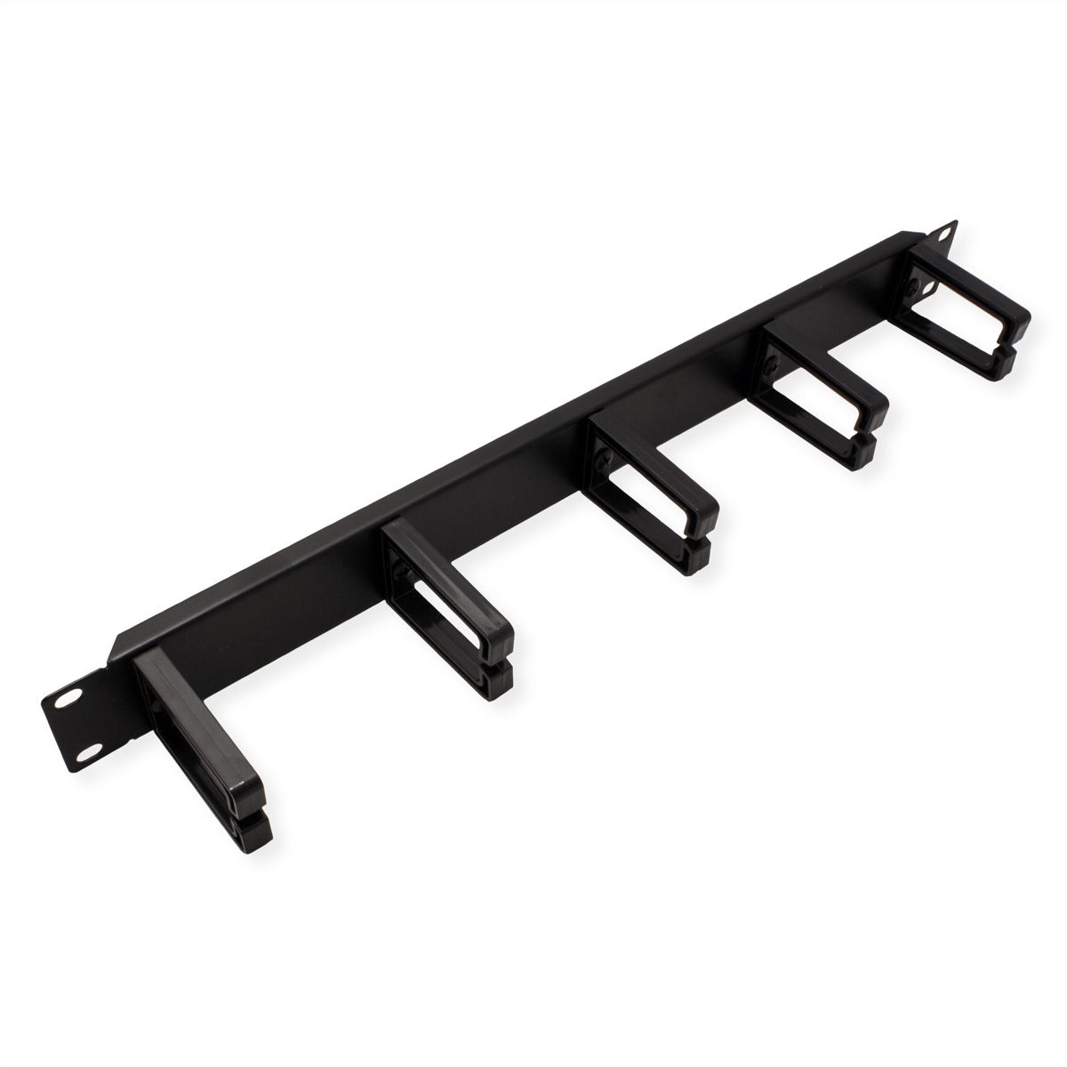 VALUE 19" 1U Cable Management Plate, C-Type, 5 Hooks, black