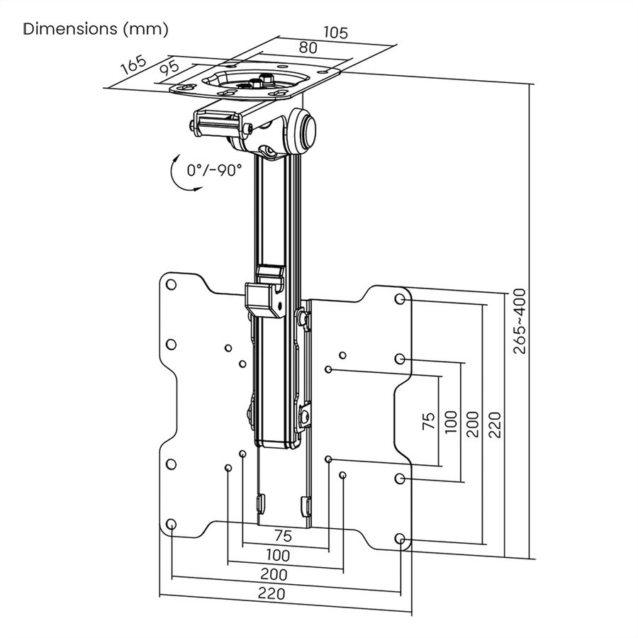 VALUE TV Ceiling Mount, tiltable, 17" - 37", up to 20 kg