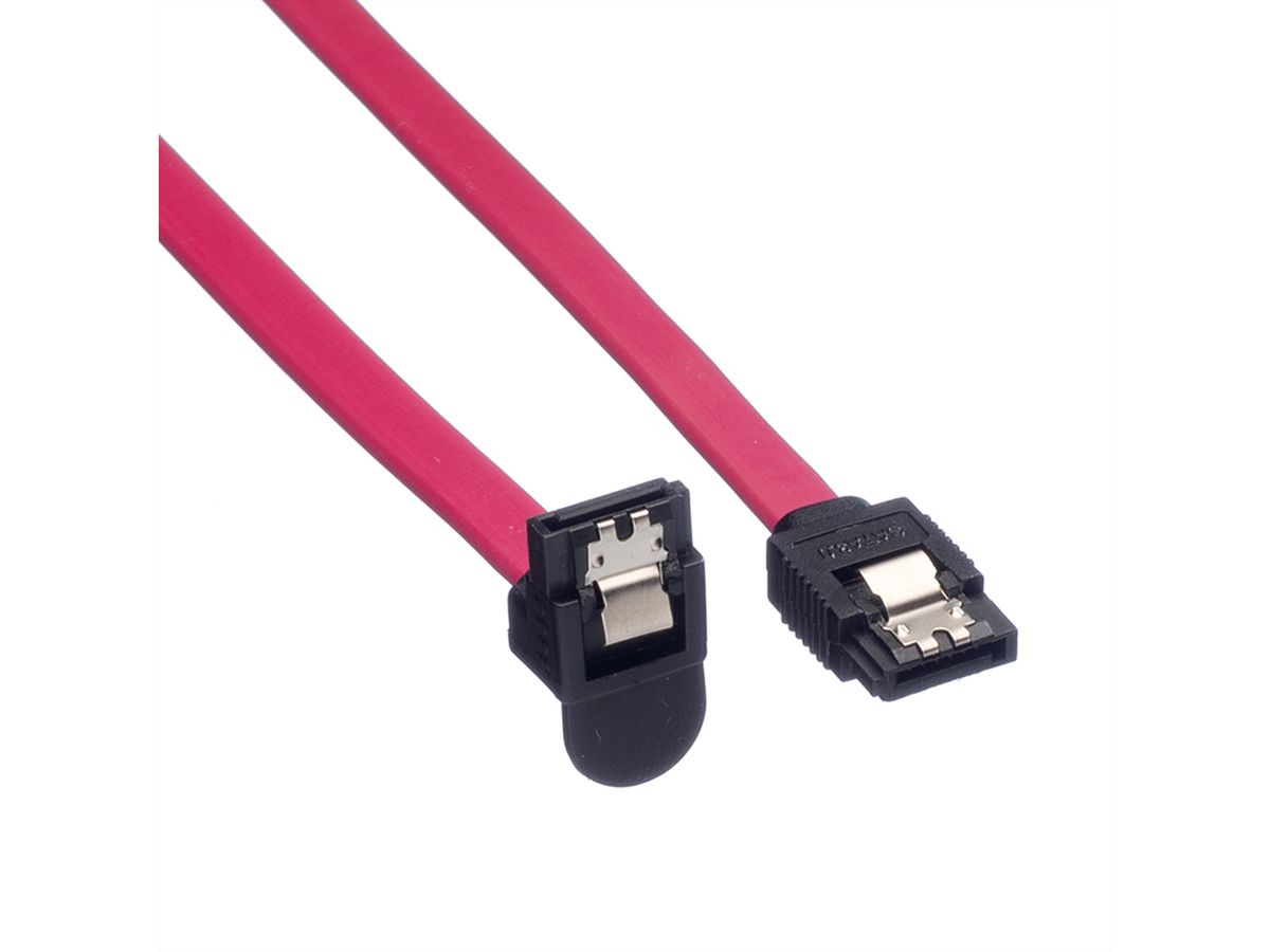 ROLINE Internal SATA 6.0 Gbit/s Cable, angled, with Latch, 0.5 m