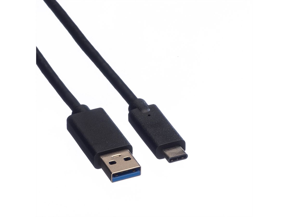 ROLINE USB 3.2 Gen 1 Cable, A-C, M/M, black, 0.5 m