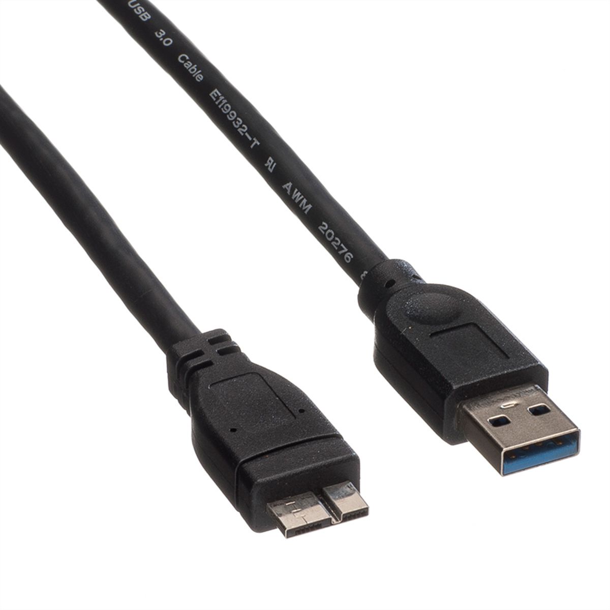 ROLINE USB 3.2 Gen 1 Cable, A - Micro A, M/M, black, 0.8 m