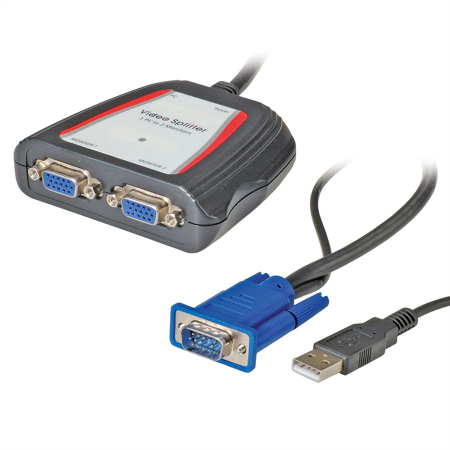 VALUE Portable VGA Video Splitter, 2-way, 250 MHz