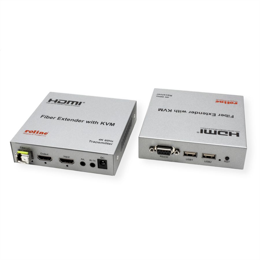 ROLINE KVM Extender over Fiber Optic, HDMI 4K, USB, 20 km