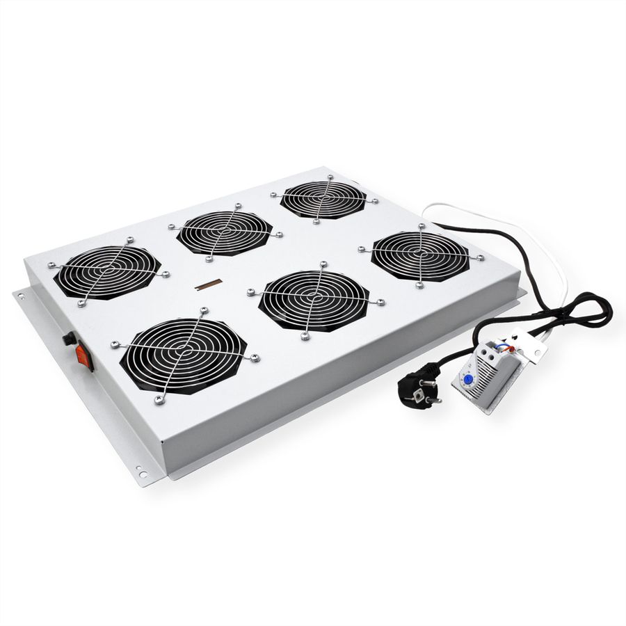 ROLINE 19-inch roof-mounted fan unit 6 fans, Thermostat grey