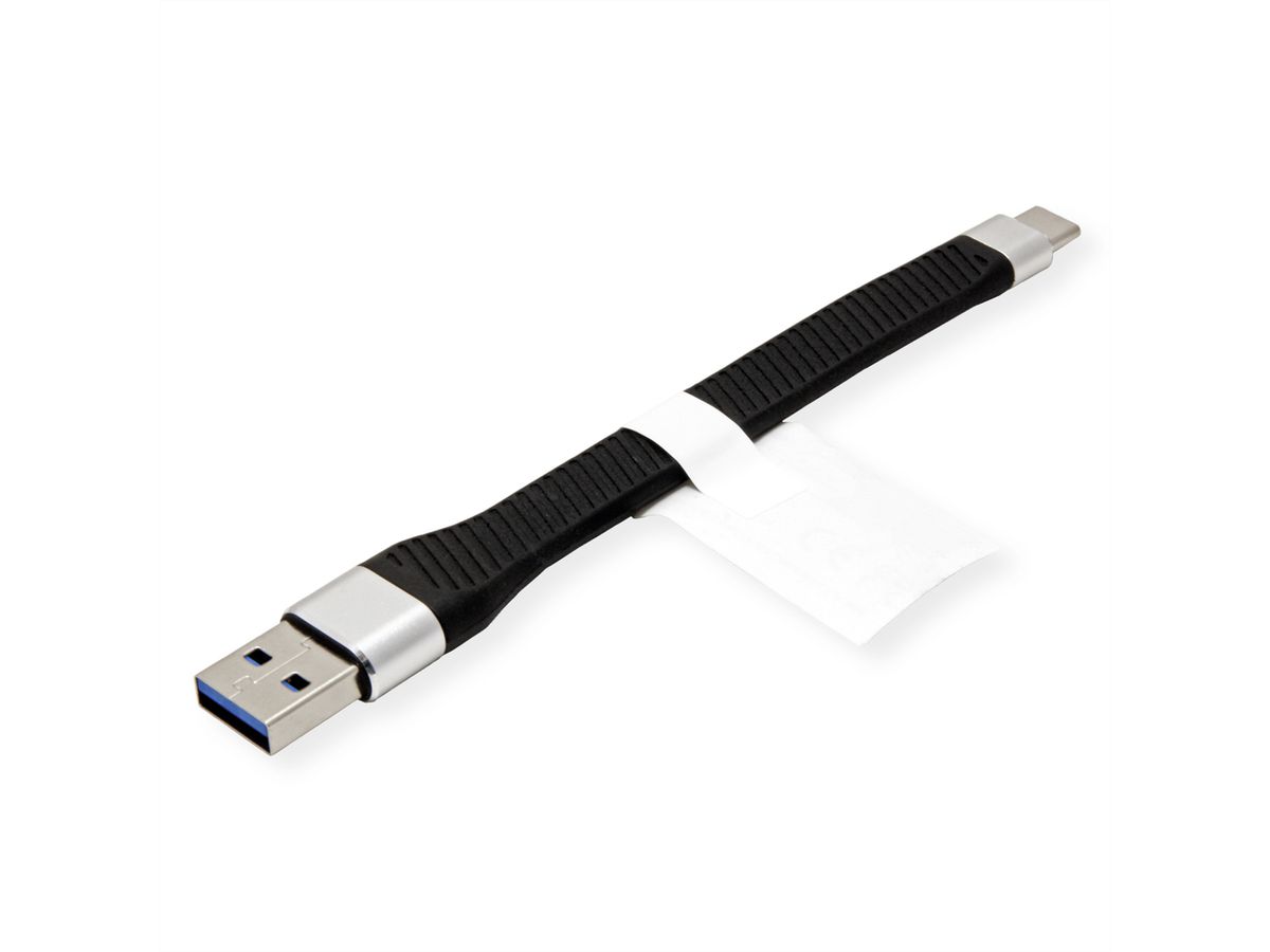 ROLINE USB 3.2 Gen 2 Silicone Cable, C-A, M/M, black, 11 cm
