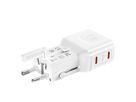 VALUE POCKET Travel Charger, EU/UK/US, 2x Ports USB C, 45W, white