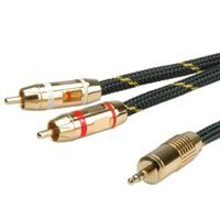 ROLINE GOLD Audio Connection Cable, 3.5mm Stereo - 2 x Cinch (RCA), M/M, 10 m