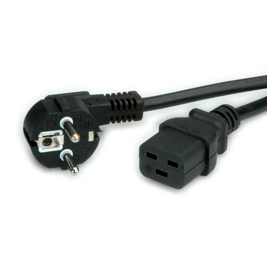 VALUE Power Cord 3P German Type, IEC320 - C19 16A, black, 3 m