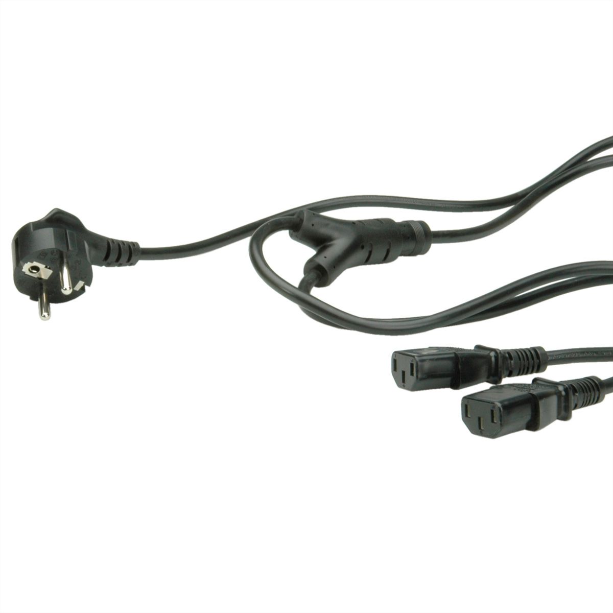 ROLINE Y-Power Cable, 2x straight IEC Connector, black, 2 m
