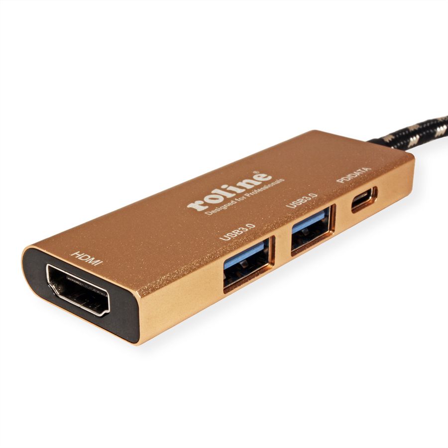 ROLINE GOLD USB-C Docking Station, 4K HDMI, 2x USB 3.2 Gen 1 ports, 1x USB Type C PD (Power Delivery)