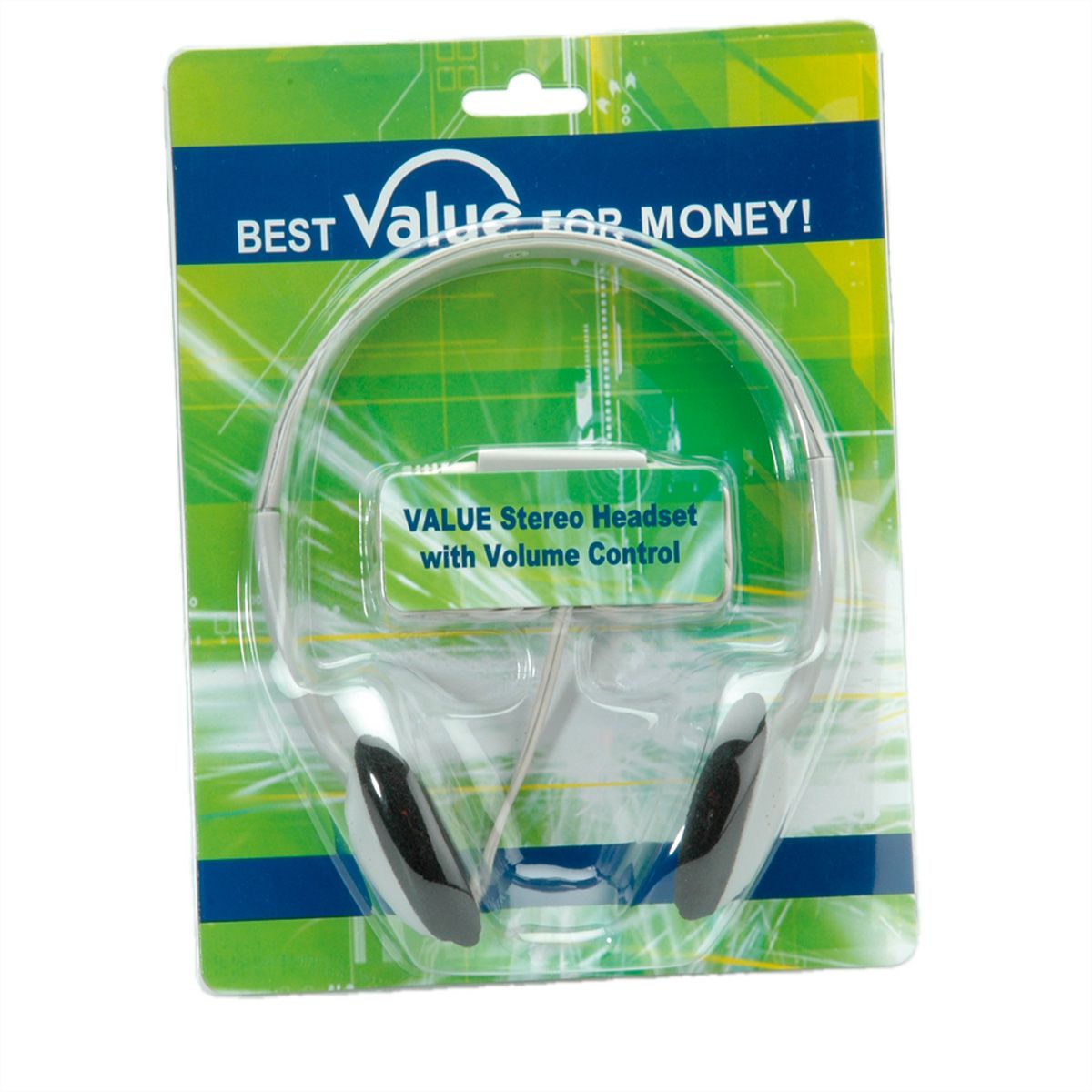VALUE Stereo Headphone with Volume Control, light grey