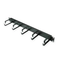 VALUE 19" 1U Cable Management Plate, G-Type, 5 Hooks, black