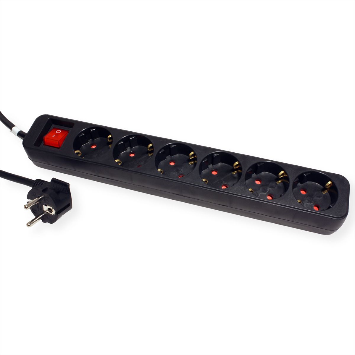 ROLINE Power Strip, 6-way, with Switch, black, 3 m