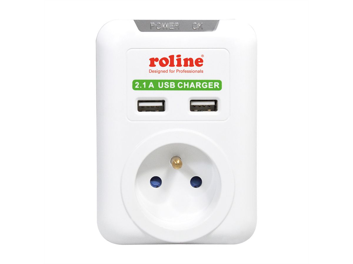 ROLINE Power Wall Outlet, 2x USB Charger, UTE version