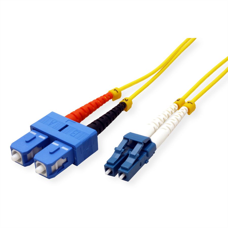 ROLINE Fibre Optic Jumper Cable duplex, 9/125µm, OS2, LC/SC, duplex, LSOH, yellow, 1 m