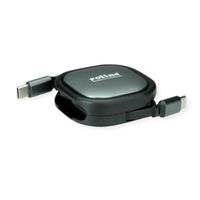 ROLINE USB 2.0 Retractable Cable Type C, 60W, C-C, M/M, black, 1.2 m