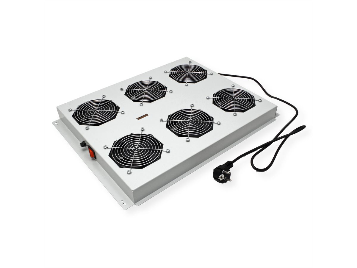 ROLINE 19" roof fan unit with 6 fans, ON/OFF for server rack PRO series, grey