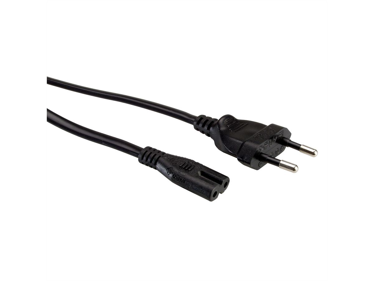 ROLINE Euro Power Cable, 2-pin, black, 1.8 m