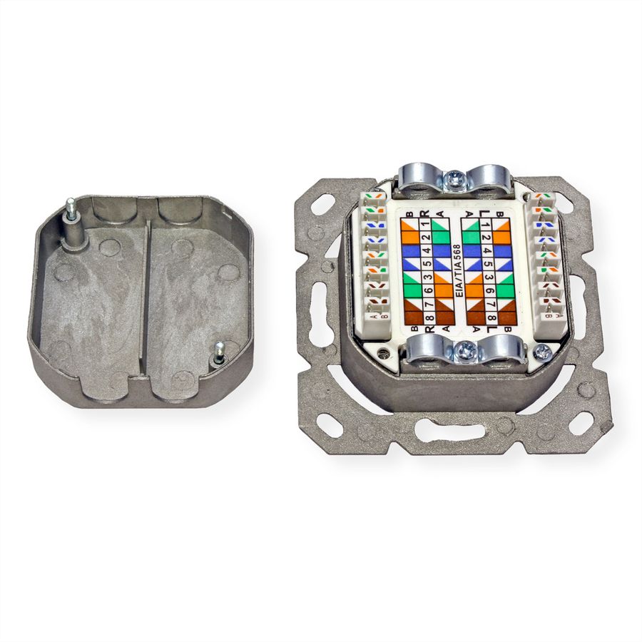 VALUE Cat.6A (Class EA) Flush Mount Wall Jack, STP, vertical, white