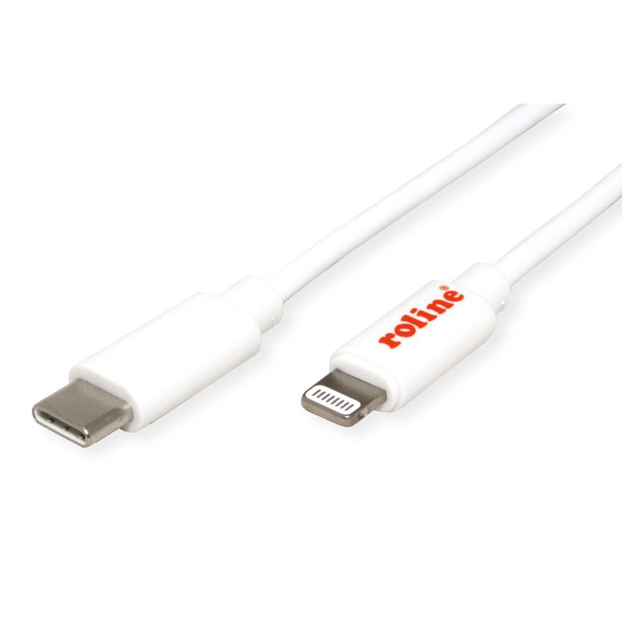 ROLINE USB Type C Sync & Charge Cable for Apple Devices with 8pin-Connector, white, 1 m