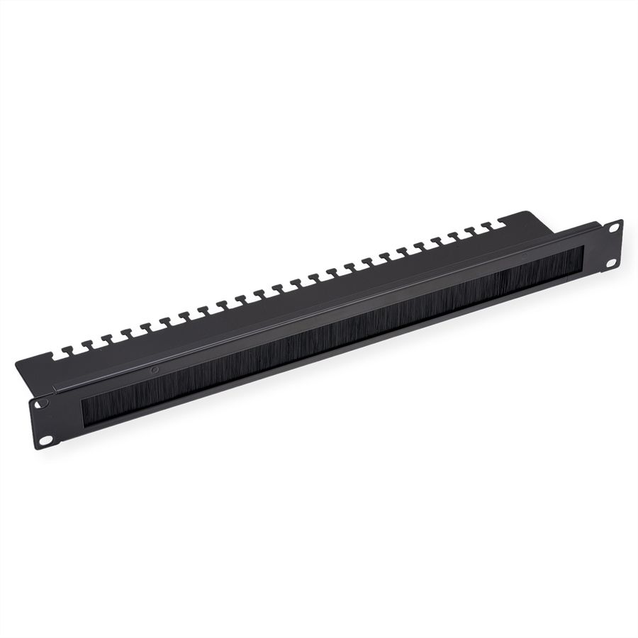 VALUE 19" Cable Entry 1U with Brush Seal, with cable support plate, black