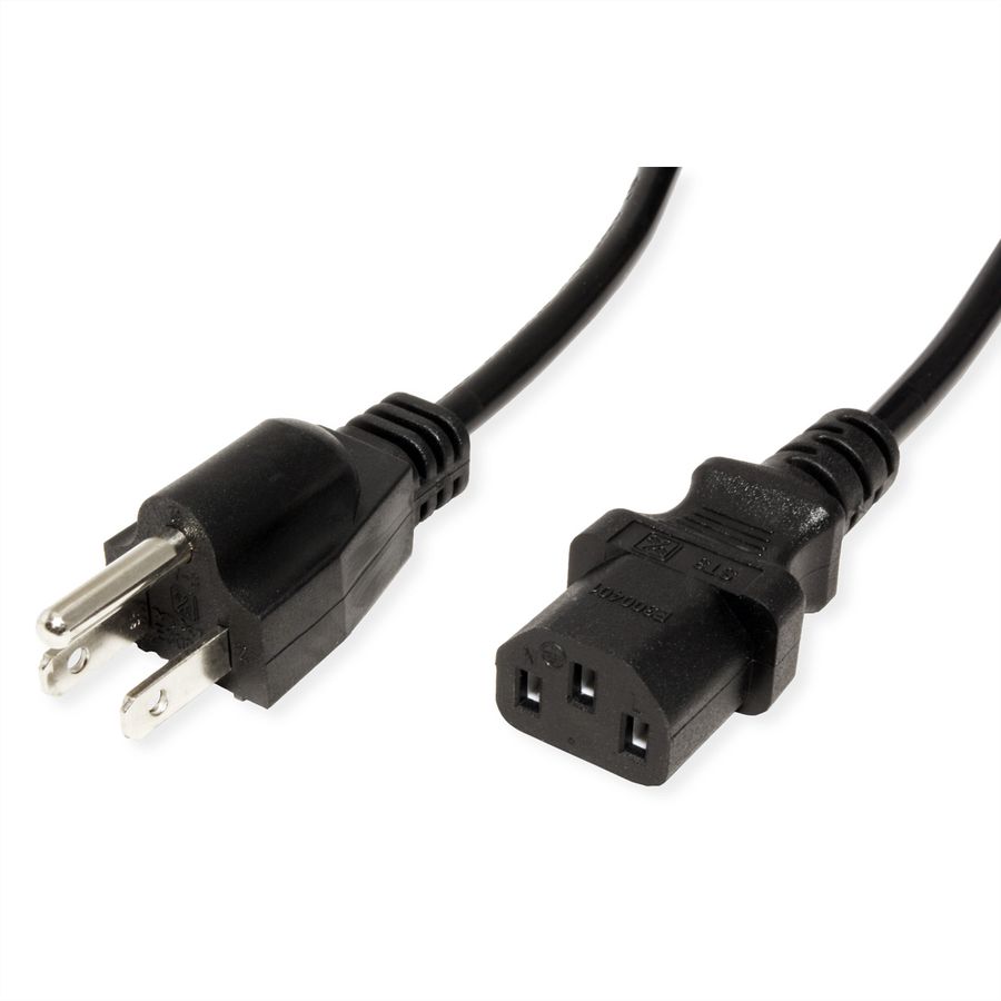 Power Cable, NEMA-5 - IEC C13 Conncector, USA, black, 1.8 m