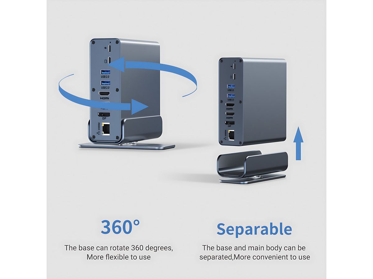VALUE Dockingstation Type C, 2x HDMI 4K60, 1x DP 4K60, 1x Gigabit Ethernet, 5x USB A, 2x USB C, 1x Type C PD, 1x SD/microSD, 1x Audio