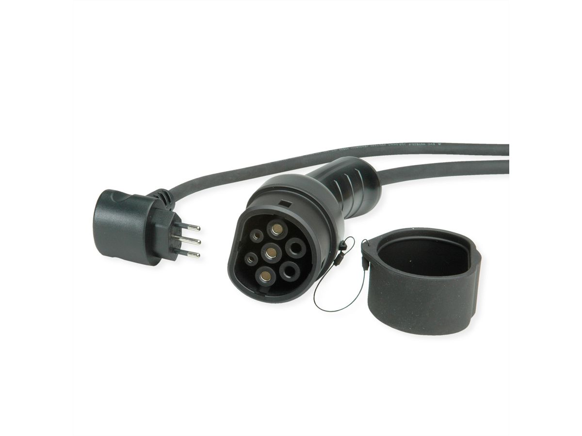 ROLINE Portable EV Charging Cable, Italian Plug - Type 2, Mode 2, 10 A, 2.3 kW, 3 m