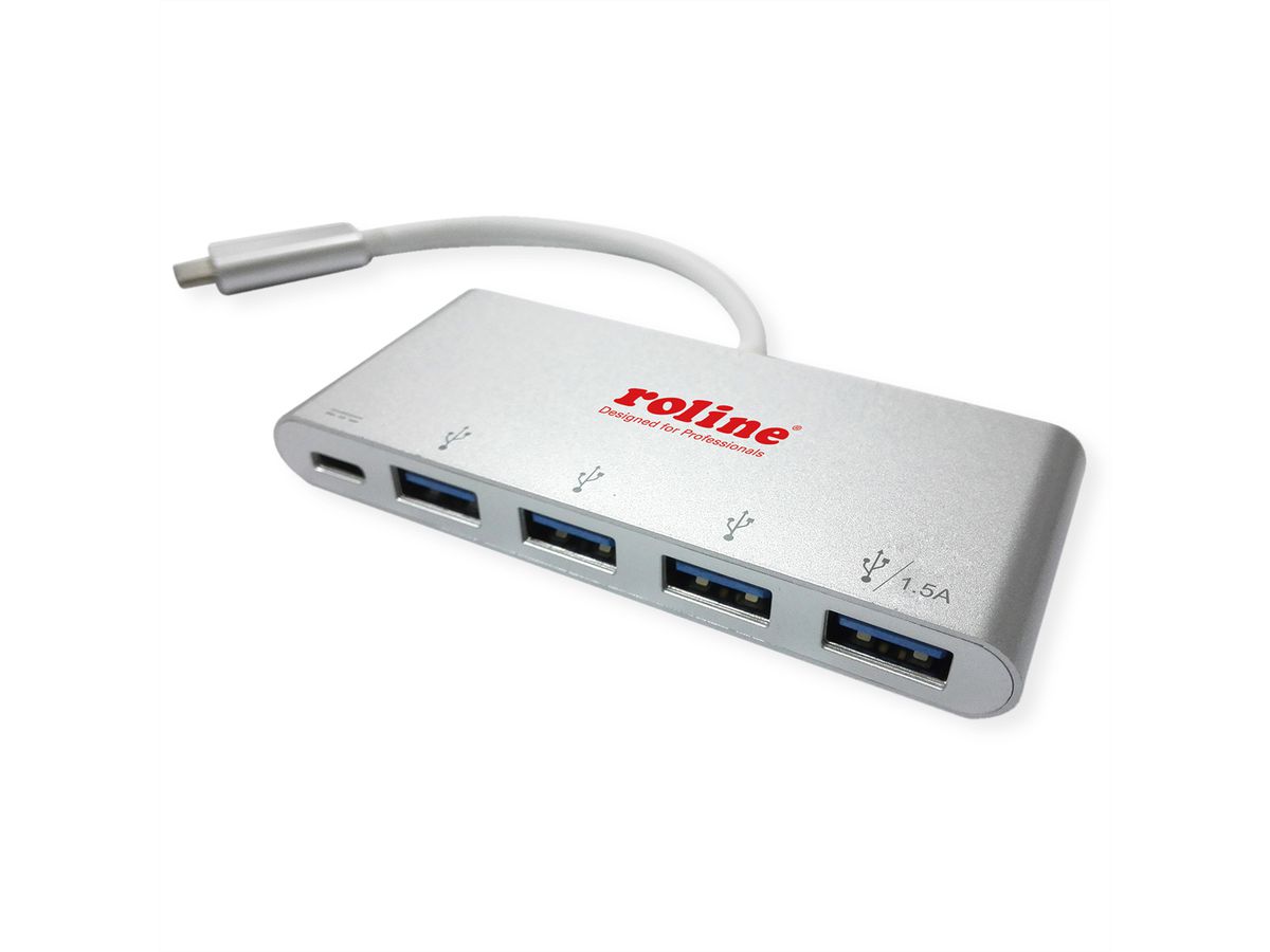 ROLINE USB 3.2 Gen 1 Hub, 4x USB A, 1x PD, Type C