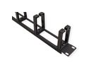 VALUE 19" 1U Cable Management Plate, C-Type, 5 Hooks, Cut-out front panel / cable feed-through, RAL 9005 black