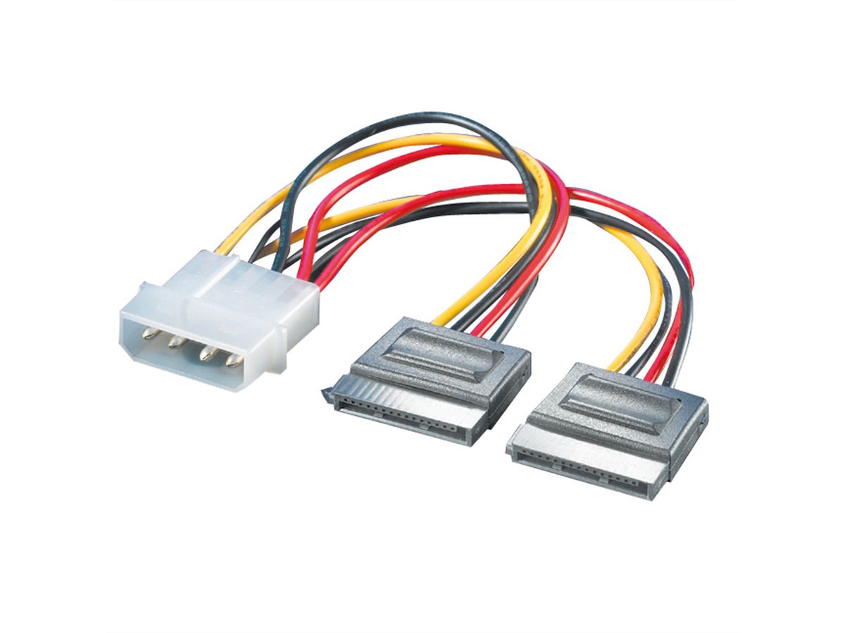 ROLINE Internal Y-Power Cable, 4-Pin HDD to 2x SATA, 0.12 m