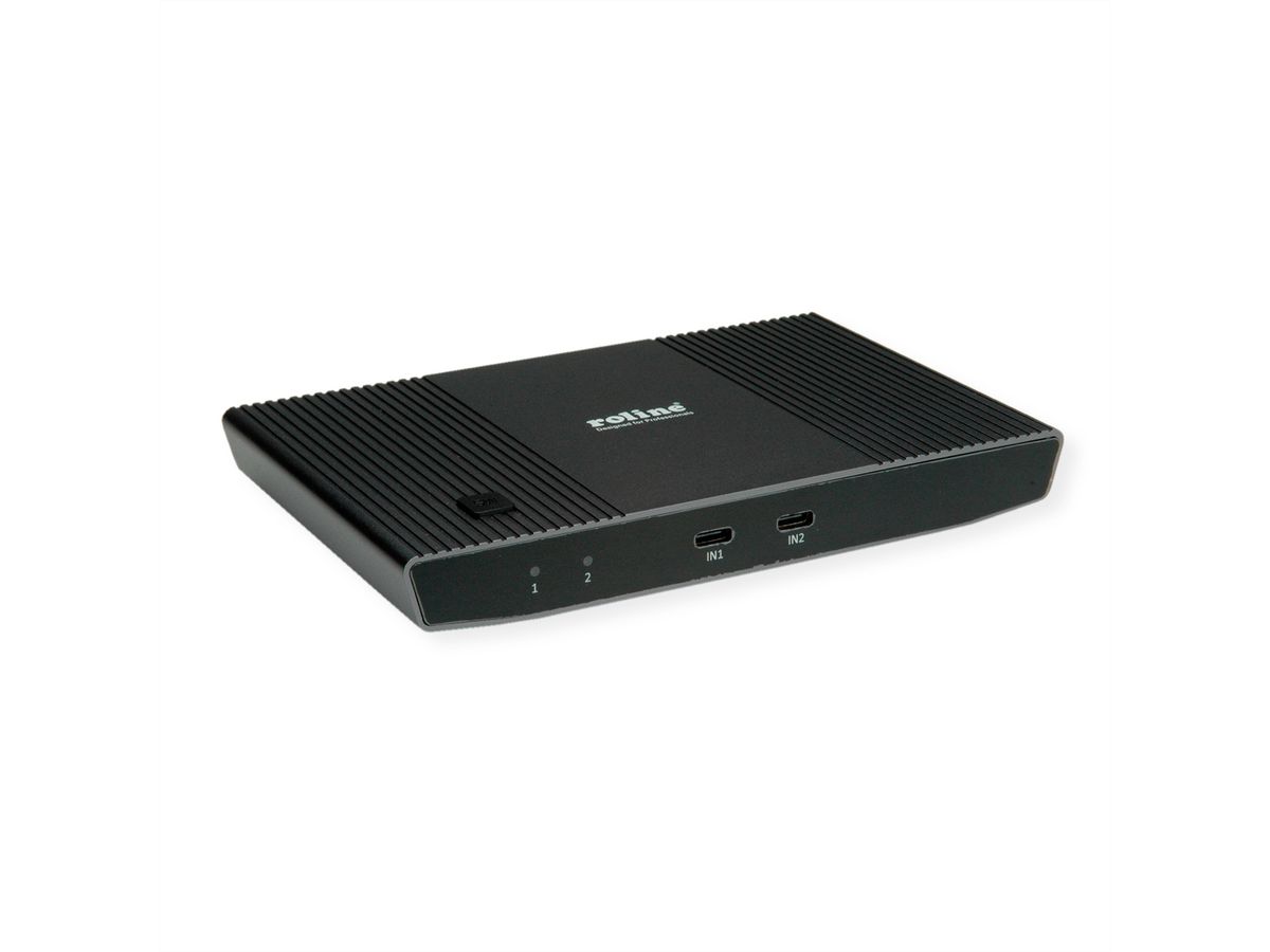 ROLINE KVM Switch, with USB Hub, HDMI 4K@60Hz, 2x USB A + 1x USB C