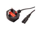 VALUE UK Power Cable, 2-pin, black, 3A, 1.95 m