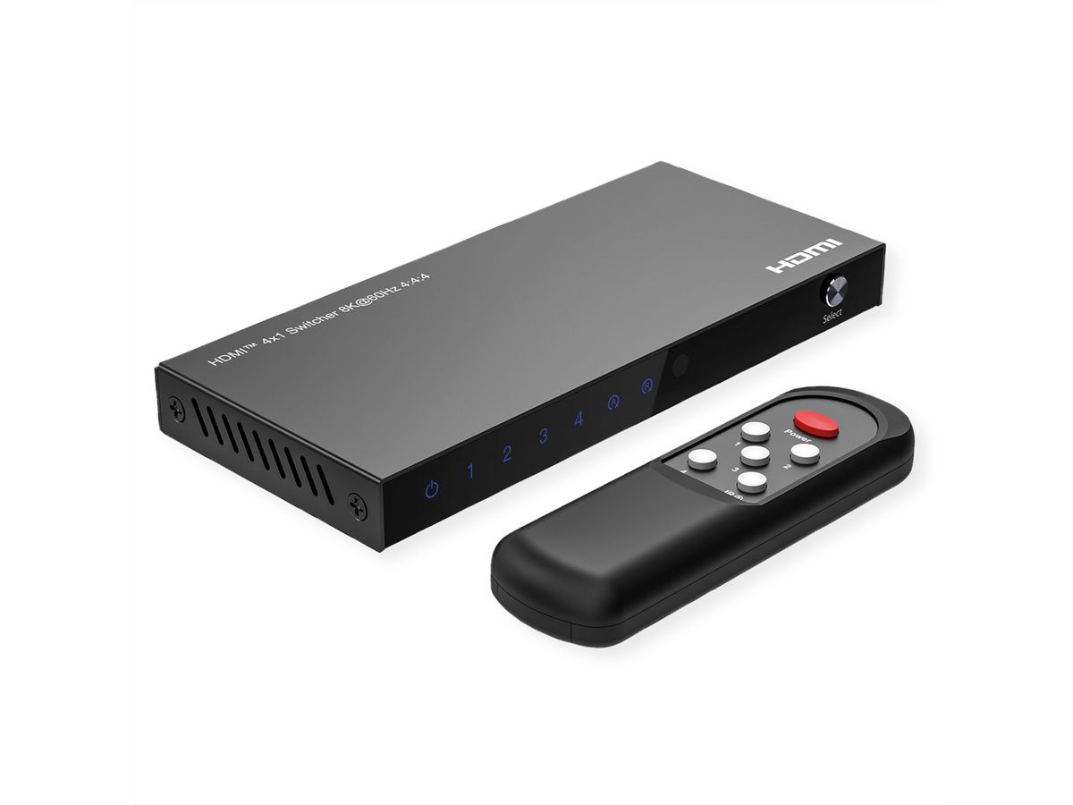 ROLINE HDMI Switch, 4x1, 8K60Hz, with Remote Control