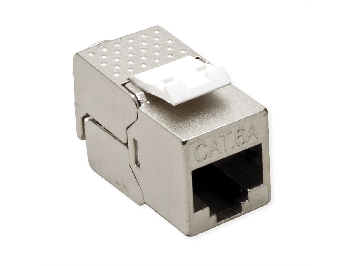 ROLINE Keystone Holder, with Cat.6A Keystone, shielded, DIN-Rail, 45°