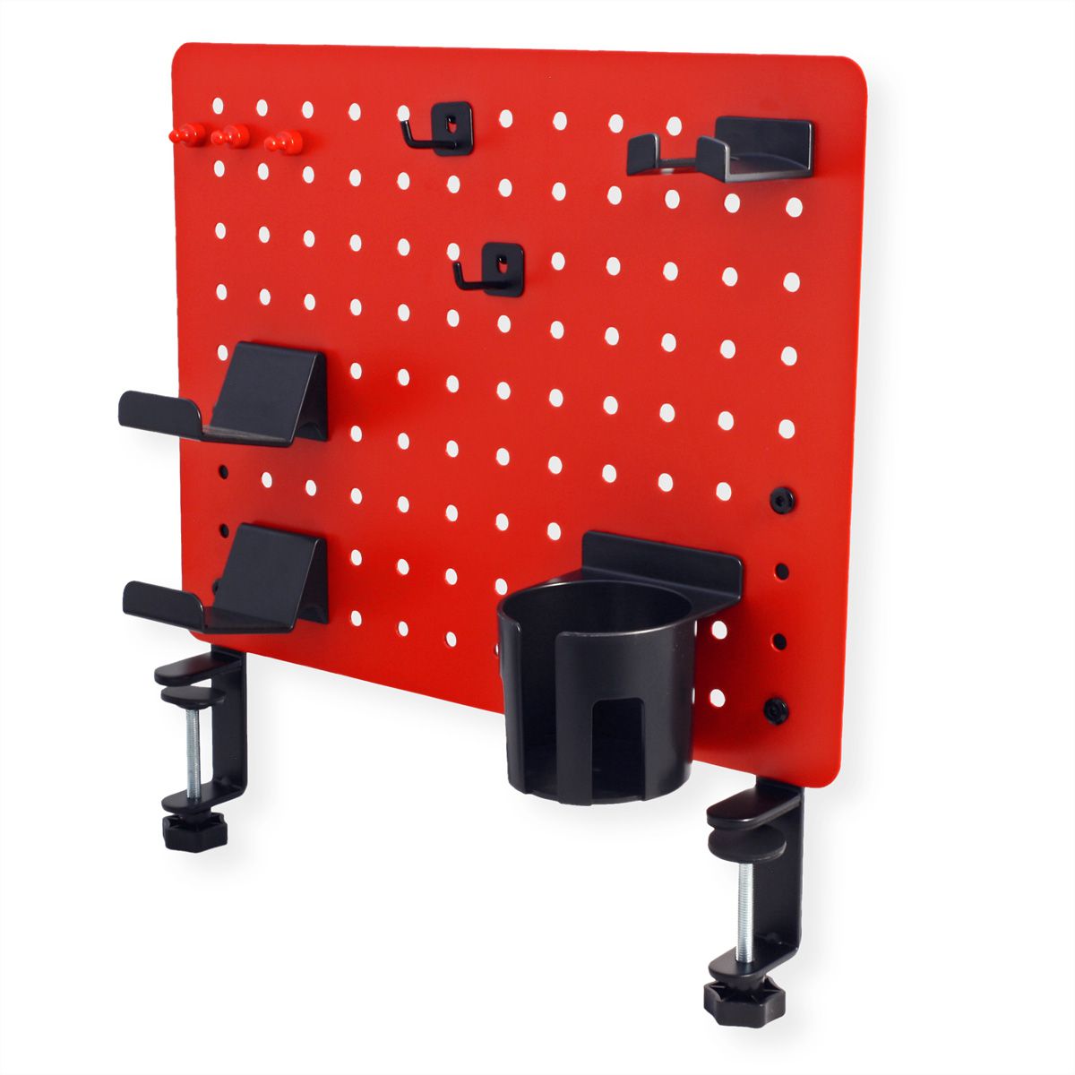 VALUE Gaming-/Office Clamp Mount Pegboard, red