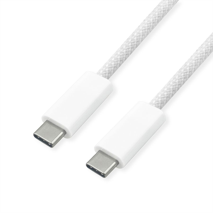 ROLINE USB4 Gen3x2 Cable, with Emark, C–C, M/M, 8K UHD-2, 40Gbit/s, 240W, white, 1 m