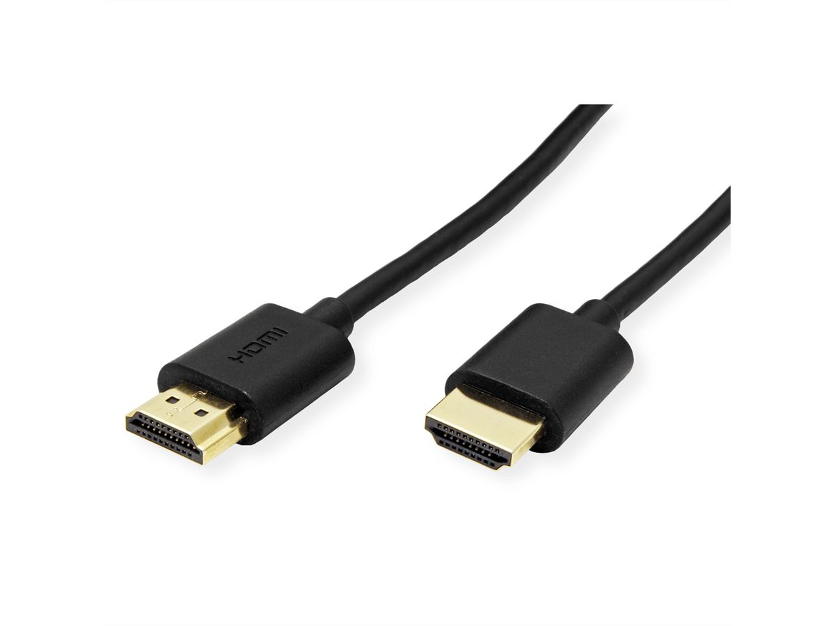ROLINE HDMI High Speed Cable + Ethernet, Ultra Slim, M/M, black, 1.5 m