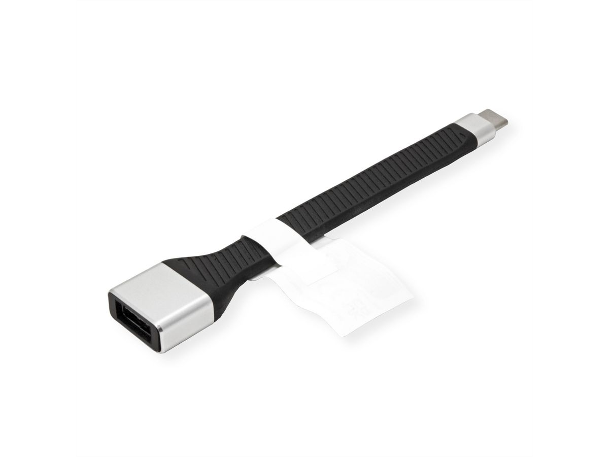 ROLINE USB 3.2 Gen 2 Silicone Cable, C-A, M/F, black, 11 cm