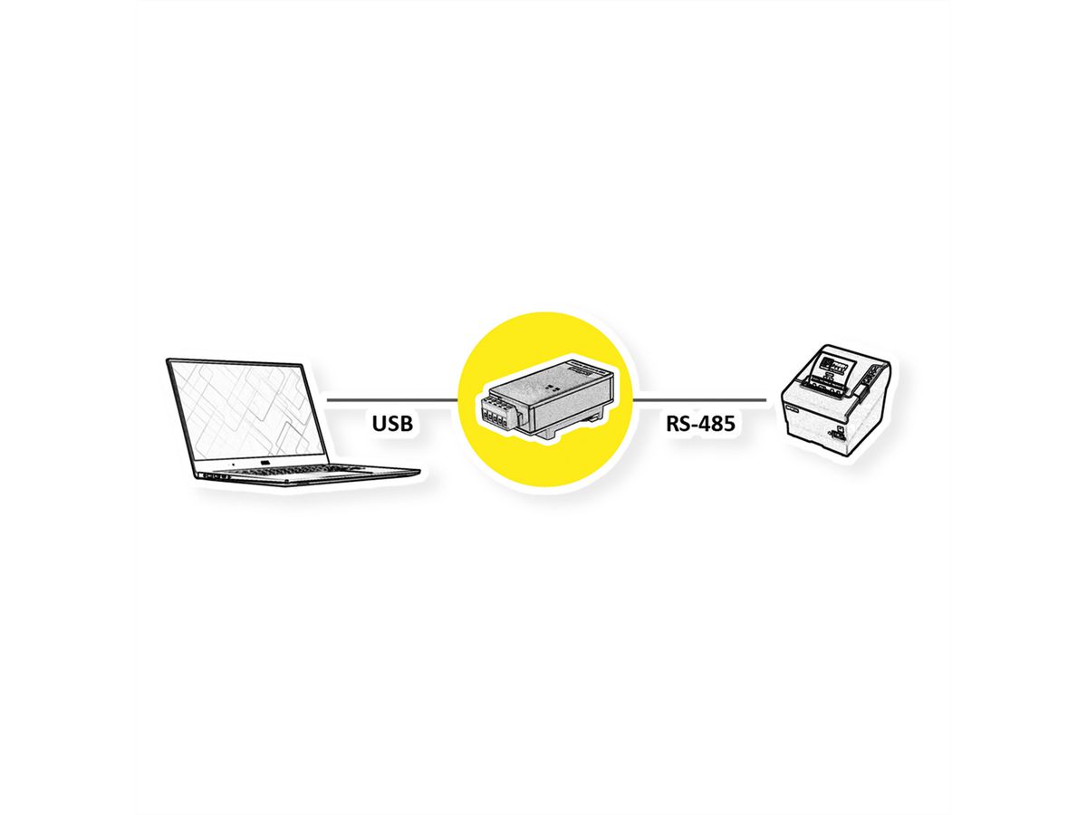 ROLINE USB 2.0 to RS422/485 Adapter, with Isolation, for DIN Rail