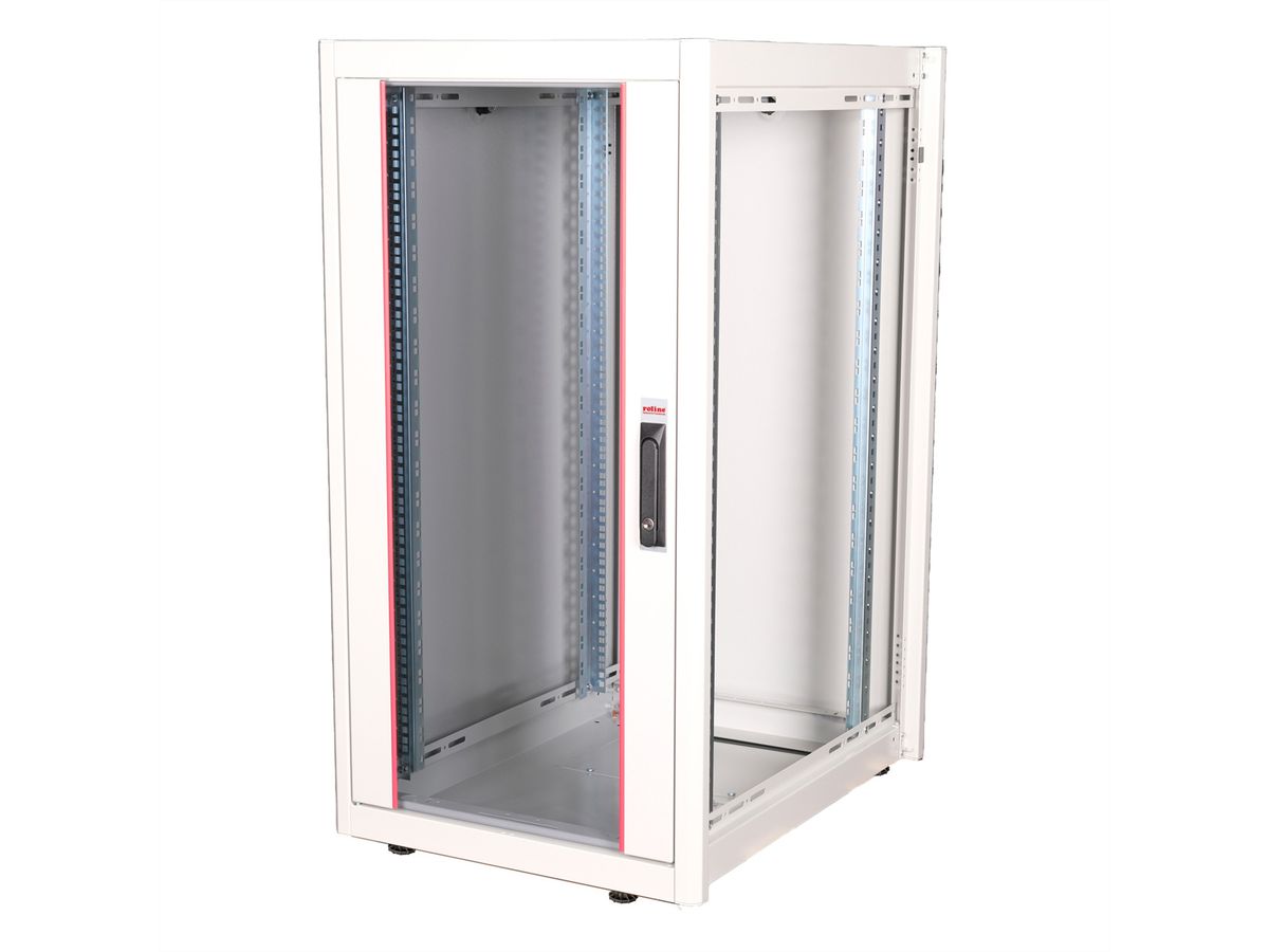ROLINE 19-inch network cabinet Basic 22 U, 600x800 WxD glass door grey
