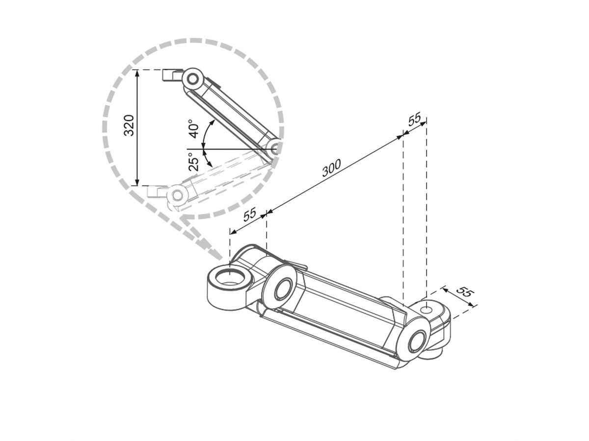 ROLINE Modular System Highgas Arm, 1Joint