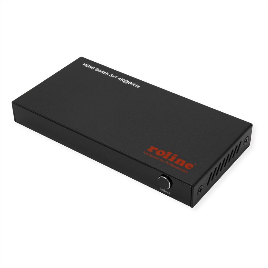 ROLINE HDMI Switch, 3x1, 4K60Hz, with Remote Control