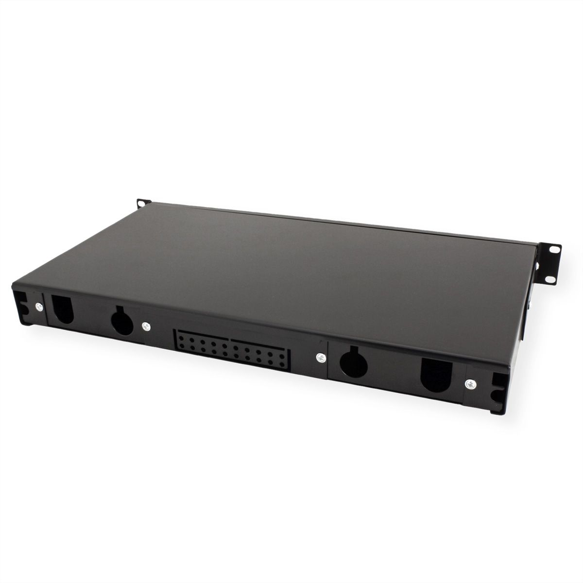 ROLINE 19" 1U Fiber Optic Patch Panel, for 16 Keystones, black